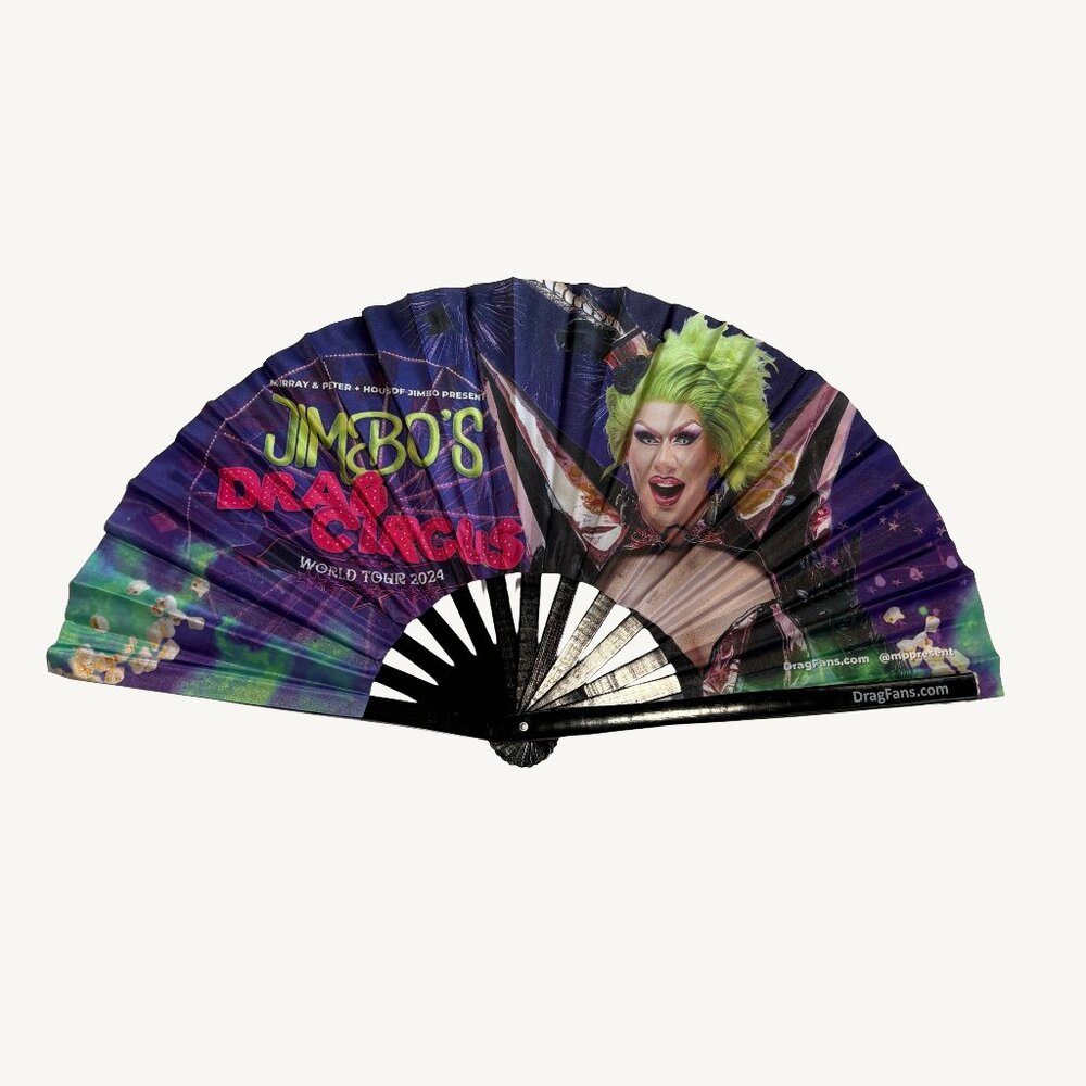 New Jimbo The Drag Clown "Jimbos Drag Circus" Hand Fan Large